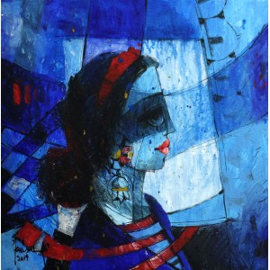 Janisar Ali, 14 x 14 Inch, Acrylic on Canvas, Figurative Painting, AC-JNA-050